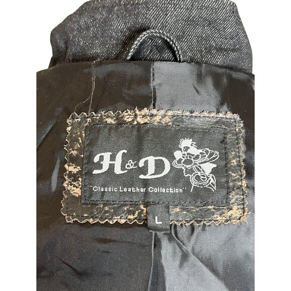 H & D Classic Leather Collection Women’s Large Motorcycle Jacket - Picture 15 of 16